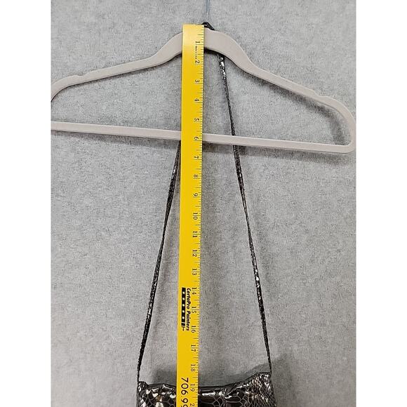 IMAN Evening Bag Purse Rhinestones Removable Strap Silver Metallic Snake Print - Picture 14 of 14